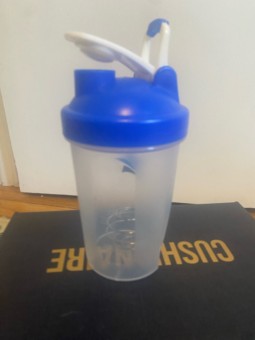 Blue Plastic Protein Shaker Bottle